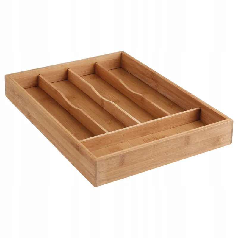 Organizator tacamuri 5Five din bambus si MDF cu 5 compartimente, 34×25 cm, maro natural Ultima șansă