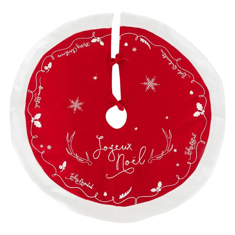 Covor decorativ pentru brad, din fetru matlasat, diametru 90 cm, rosu Cumpără online