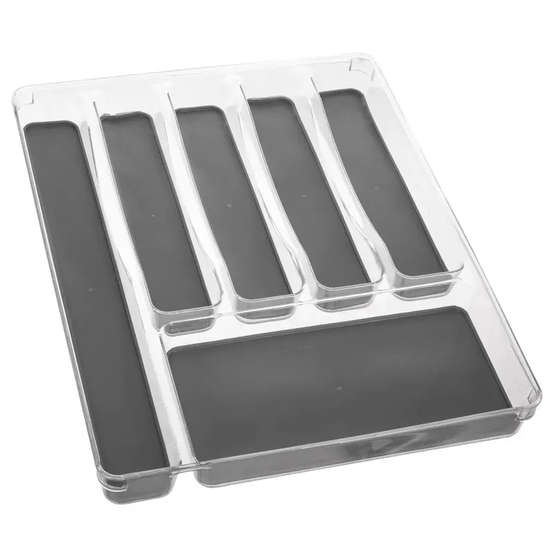 Cumpărături sigure Tava organizare tacamuri 5Five Tidy Smart cu 6 compartimente, 32x40x5 cm, gri