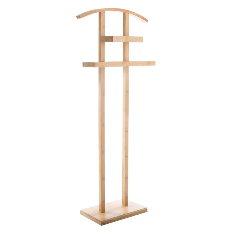 Suport haine si prosoape 5Five Velvy cu bara si etajera de depozitare, bambus, 44x22x113 cm, maro Promoție