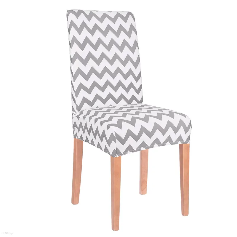 Preț mic Husa universala pentru scaun, marime universala, poliester si spandex, 45 cm x 60 cm, zig zag, alb gri