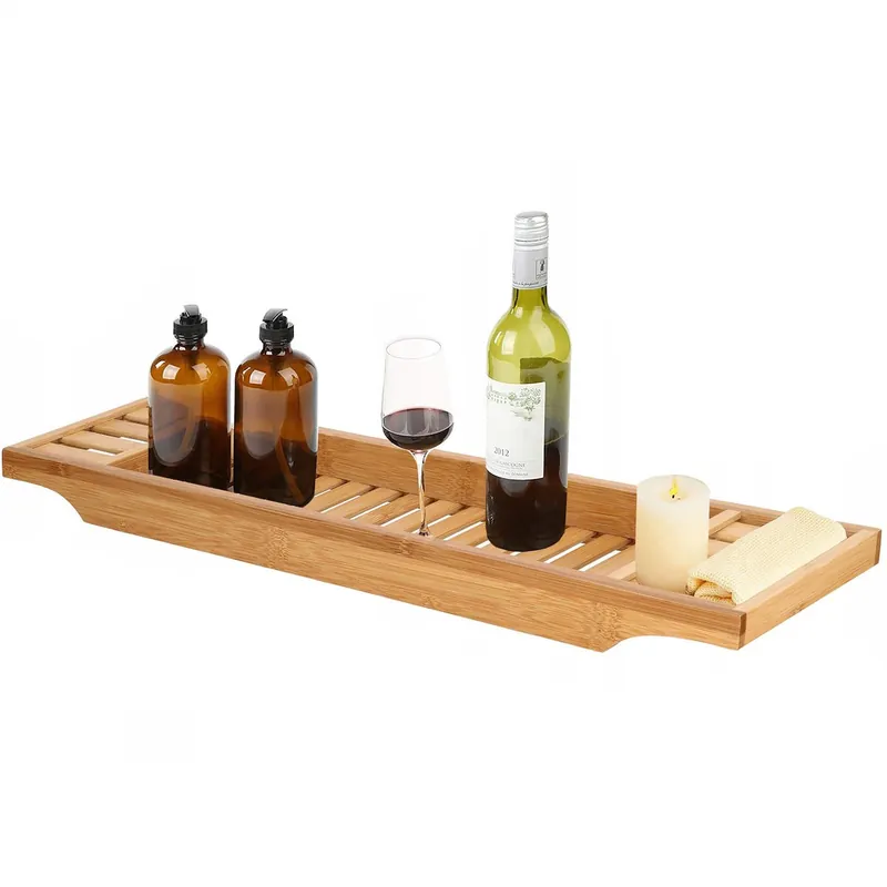 Cumpără online Raft cu tava pentru cada din bambus natural Sersimo 1022, fixa, 70x15cm