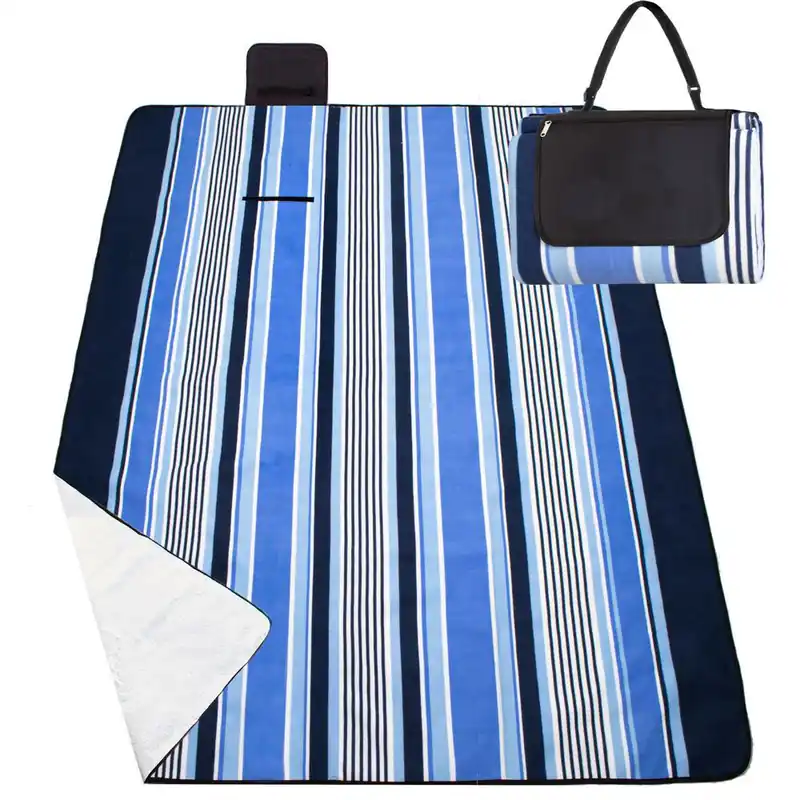 Disponibil imediat Patura pentru picnic sau plaja, cu folie izolatoare si maner, 180x220cm, albastru