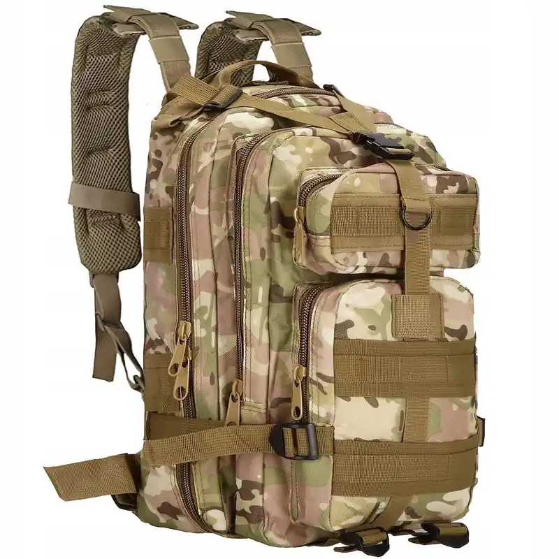 Disponibil imediat Rucsac militar pentru drumetie, impermeabil, ultra usor, 4 compartimente, culoare camuflaj