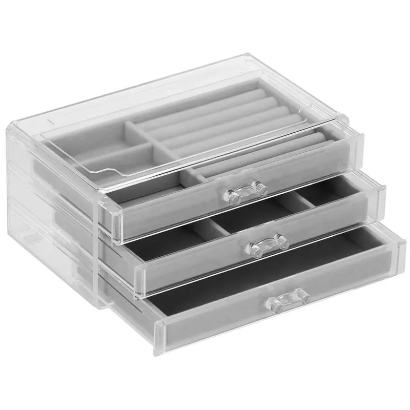 (DL) Cutie depozitare si organizare bijuterii, plastic, 23 x 14 x 11 cm, transparent Popular