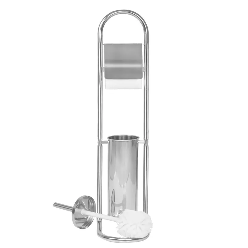 Stand cu perie WC si suport hartie igienica, inox, 72cm, argintiu Cel mai bun preț