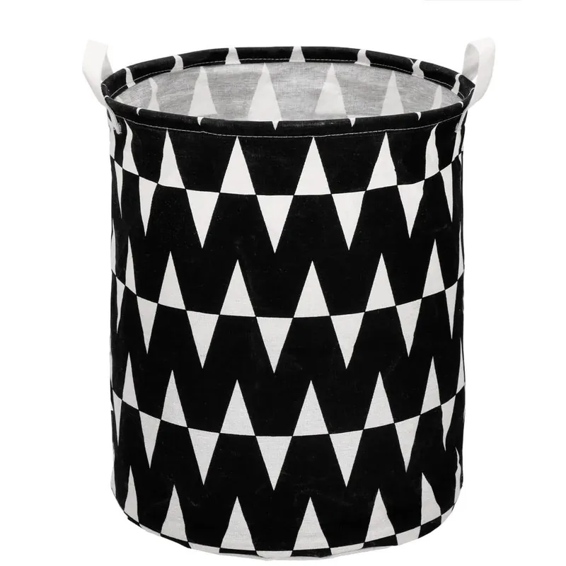 Cos depozitare haine sau jucarii, 45x35cm, bumbac si in, 55 l, negru Popular