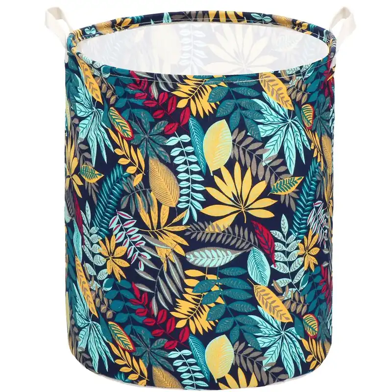 Cos depozitare haine sau jucarii, 50x40cm, bumbac si in, 80 l, floral, multicolor Ultima șansă