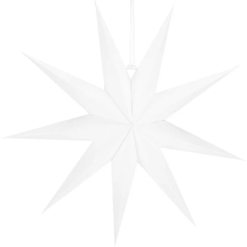 Disponibil imediat Stea decorativa 3D din hartie, cu 9 colturi, 60cm, alba