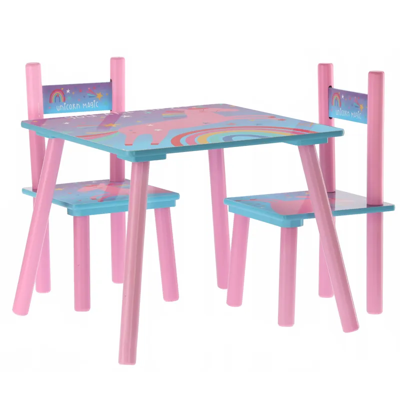 Set mobilier copii Melbi masa si 2 scaune, albastru roz, 50x50x42 cm Expediere rapidă