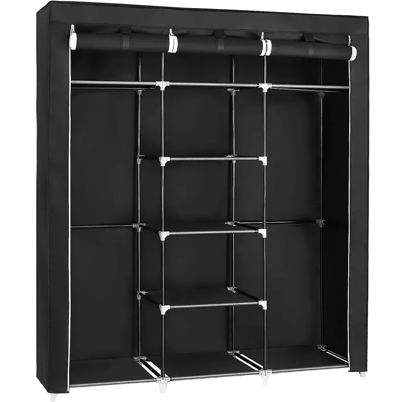 Ultima șansă SONGMICS Garderoba pentru depozitarea hainelor, din material textil, cu 2 bare pentru umerase, 45x150x175cm, negru