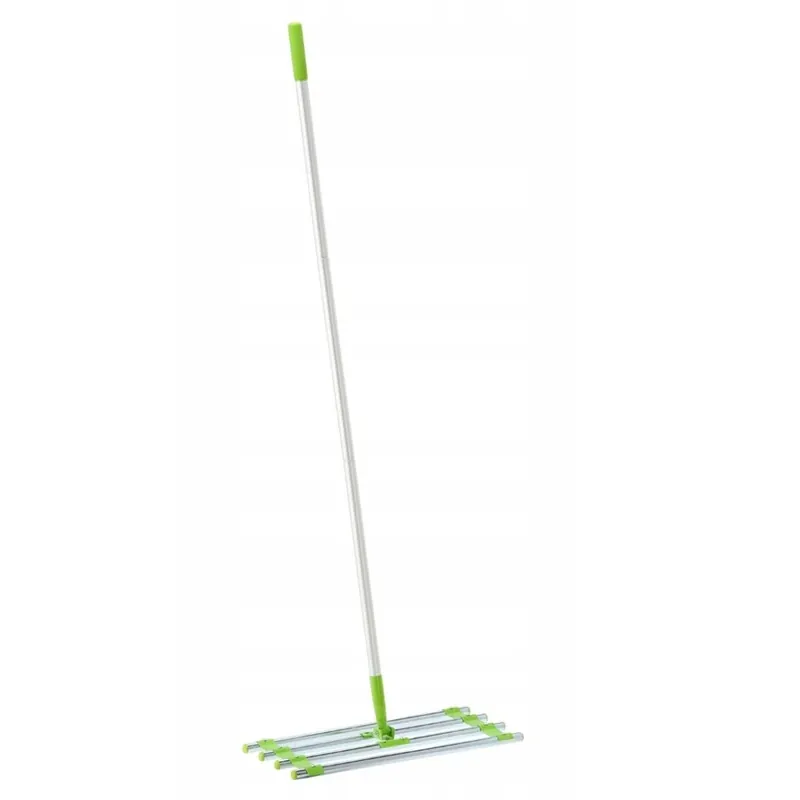 Nivelator manual gazon si teren cu cap lat din otel si aluminiu, 60×25 cm, maner 164 cm, verde Preț promoțional