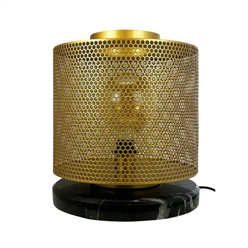 Cumpărături sigure Lampa de masă Nantes, alamă/marmură, Ø 30 cm - Dyberg Larsen