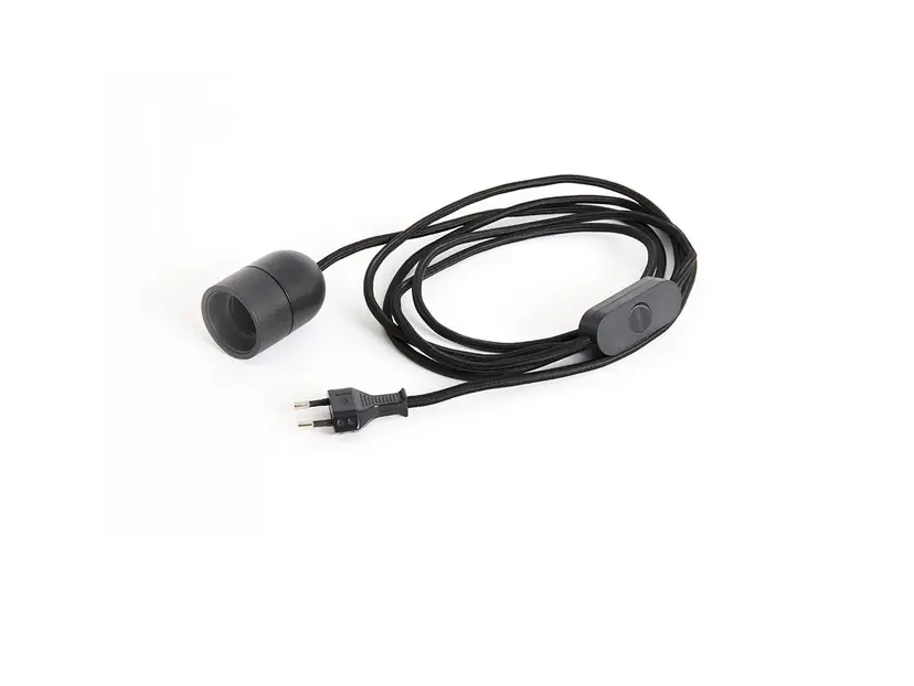 Dorn standard E27, negru, cu cablu, 2,4 m - HAY Premium