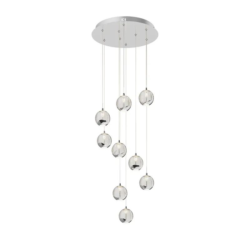 Promoție Hayley 9 Lampă suspendată Clear/Chrome - Lucande