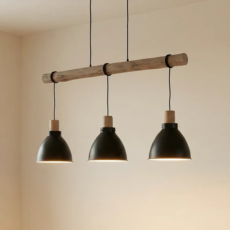 Trebale 3 Lustră Pendul Black/Wood - Lindby Cumpărături sigure