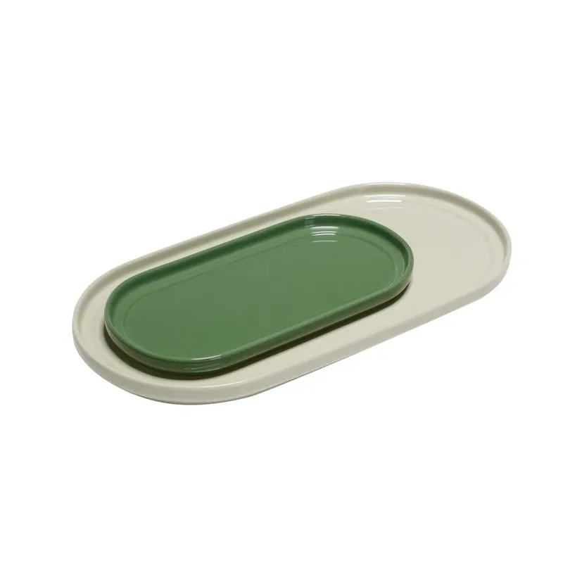 Amare Serving Tavă Set of 2 Nisip/Green - Hübsch Ofertă limitată