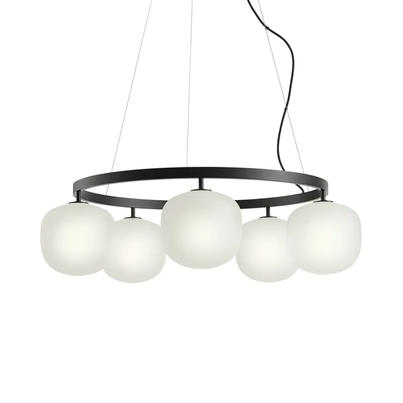 Lampă suspendată tip candelabru, negru, sticlă, Ø 80 cm, G9 - Muuto Ofertă de sezon