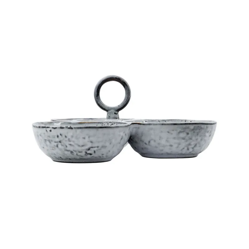 Ofertă limitată HDRustic Platou de servire gri 20x20x9 cm, ceramică - House Doctor