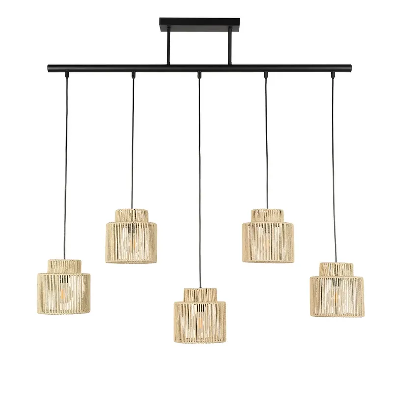 Comandă acum Lampă suspendată Cancun, culoare naturală, lungime 98 cm, 5 becuri - COREP SAS