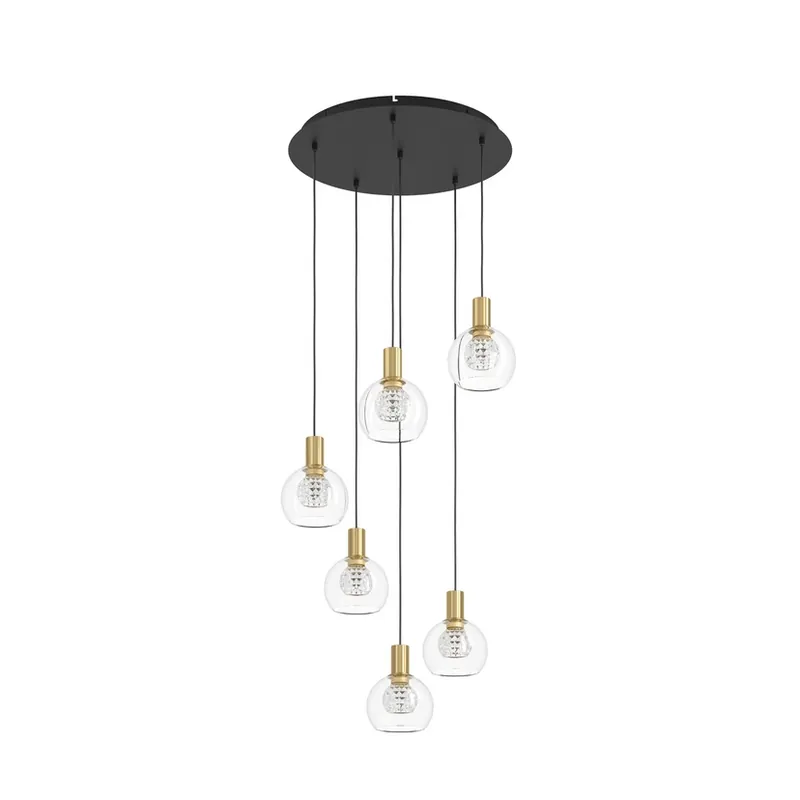 Expediere rapidă Lampă suspendată LED Terque, alamă, Ø 54 cm, 6 becuri - Stars of Light