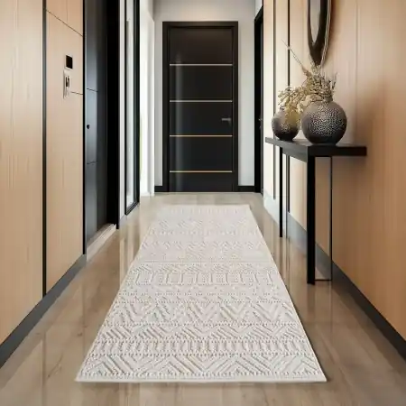 Covor traversa Helix etno V3 Crem 80x150 cm Ofertă limitată