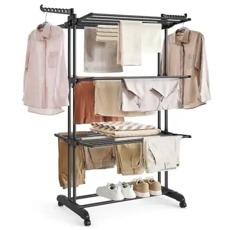 Uscator vertical de rufe pe 4 nivele, Paco, Negru, 125.5x64x169.5cm Vezi acum