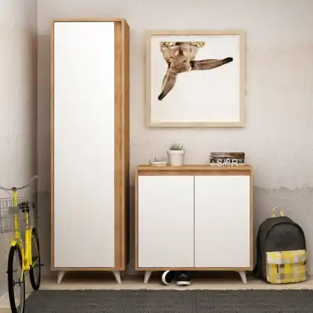 Reducere Dulap Pantofi Omninde Oak-Alb