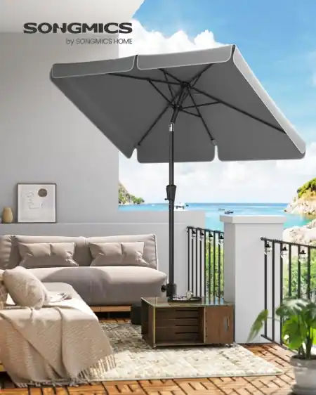 Umbrela de gradina Songmics Gri 200x150x230 cm Preț mic