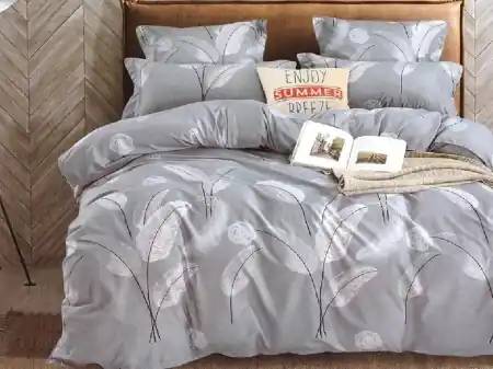 Lenjerie Grey Feather 6 Piese (Bumbac Satinat) Chilipir