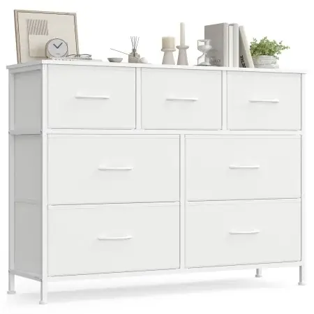 Expediere rapidă Comoda metalica cu sertare, Bellah, Songmics, Alb, 98.8x30x73.7 cm