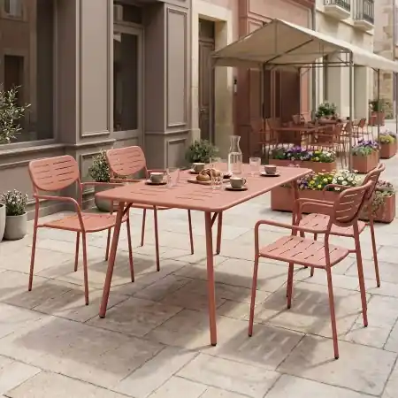 Set 5 piese masa si scaune gradina, Moraja, Terracotta, 80x140x72 cm Cel mai bun preț