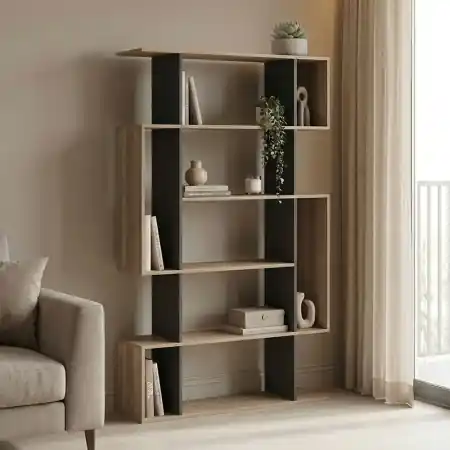 Biblioteca, Mito, Antracit, 25x108.5x161 cm Reducere de preț