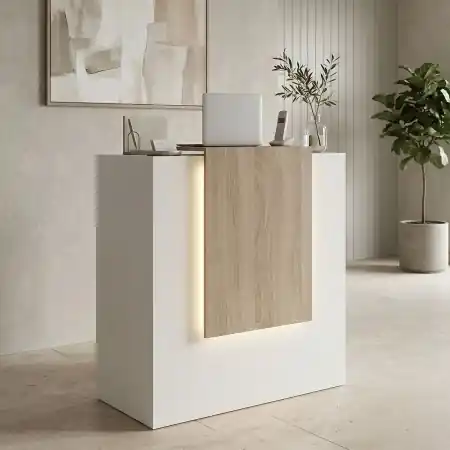 Receptie birou, Zowel, Alb, 40x90x110 cm Ofertă limitată