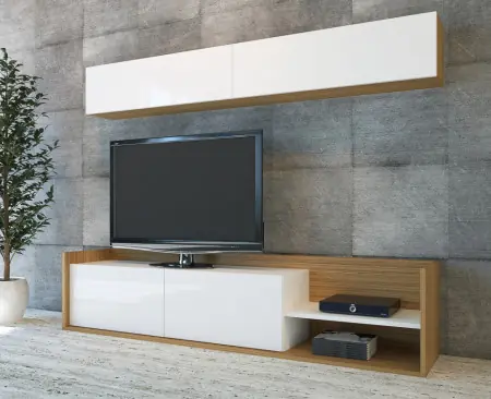 Vezi acum Comoda TV Kale - Teak, Alb