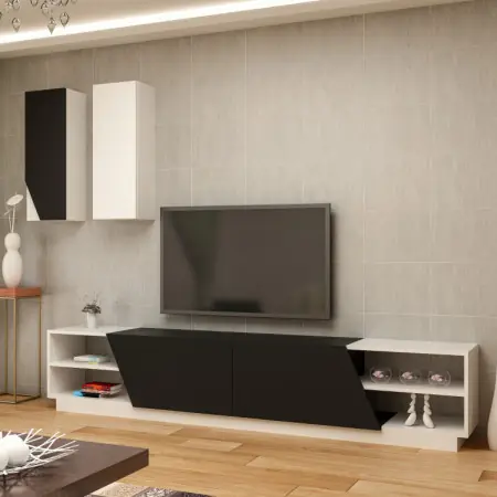 Comoda TV Zebra - Negru, Alb Reducere specială