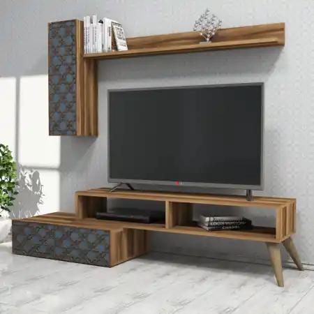 Comoda TV Planet - Walnut, Chalcedony Ultima șansă