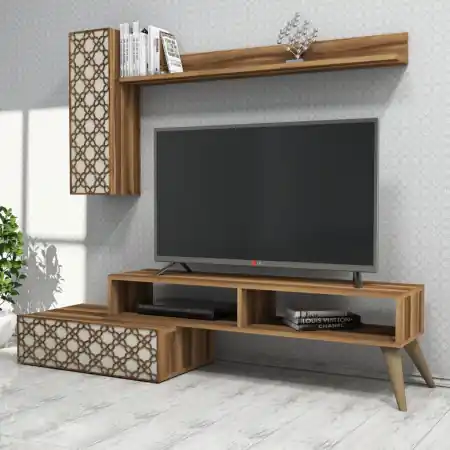 Chilipir Comoda TV Planet - Walnut, Crem