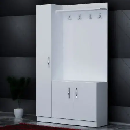Cuier pentru Hol Naturel - Alb Premium