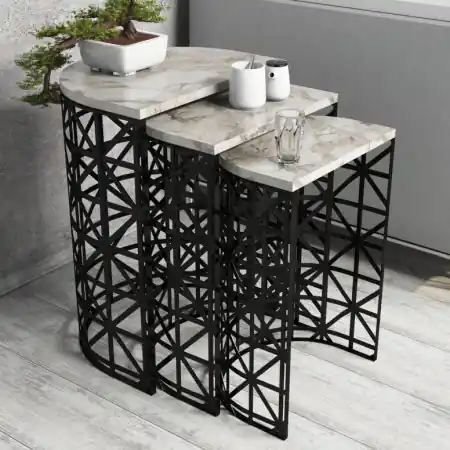 Masuta Auxiliara Stil - Alb Marble Ofertă exclusivă