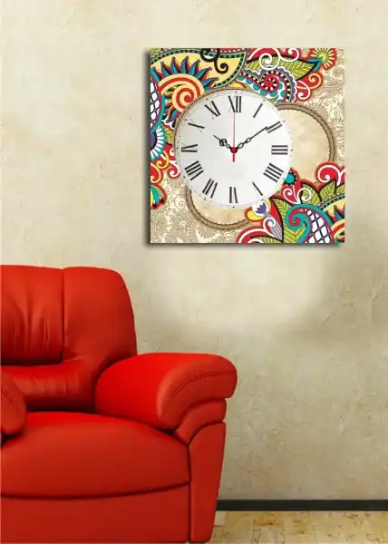 Reducere extra Ceas de perete decorativ din pânză 4545CS Multicolor 45x45x3 cm
