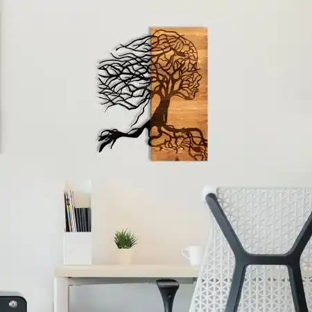 Reducere extra Tablou din lemn si metal Nefes Negru 47x58 cm