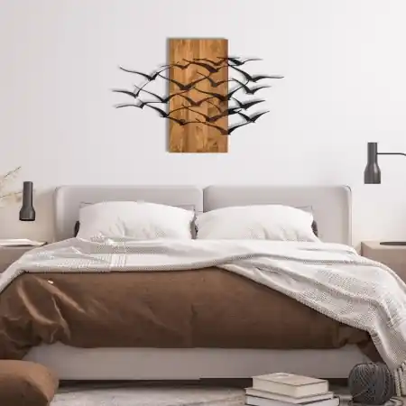 Tablou din lemn si metal Migration Negru 86x58 cm Plată securizată