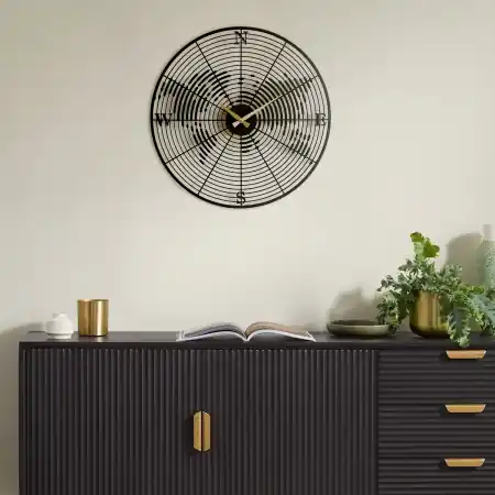 Ceas de perete decorativ din metal Coordinate Negru 49x49 cm Vezi acum