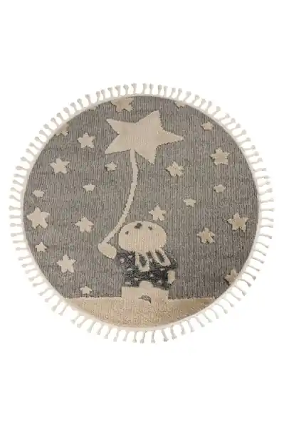 Covor rotund copii Fano Gri 133x133 cm Disponibil imediat