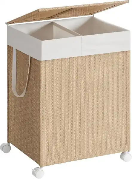 Plată securizată Cos de rufe Songmics, Natur, LCB601N01, 46.5 x 37.5 x 65 cm