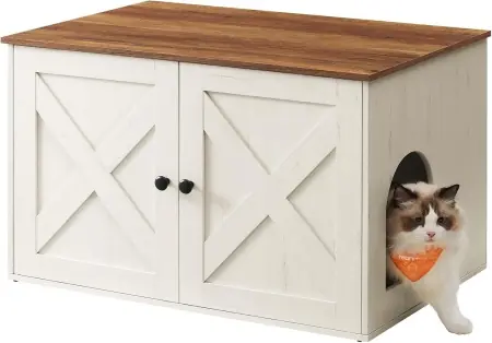 Lichidare de stoc Litiera pentru pisici, Feandrea, Maro, 80 x 53 x 50 cm