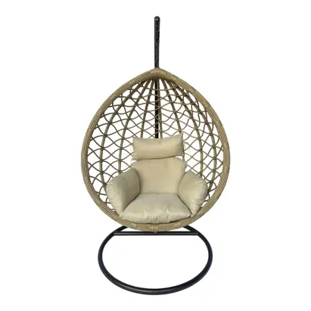Balansoar Lyere, Pako World, Maro-Bej, Ratan, 120x108x195 cm Ofertă exclusivă