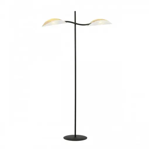 Comandă acum Lampadar modern alb din metal cu detalii aurii Lotus