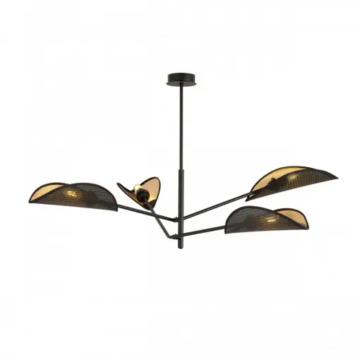 Lustra moderna neagra cu detalii aurii si 4 becuri Vene Lichidare de stoc